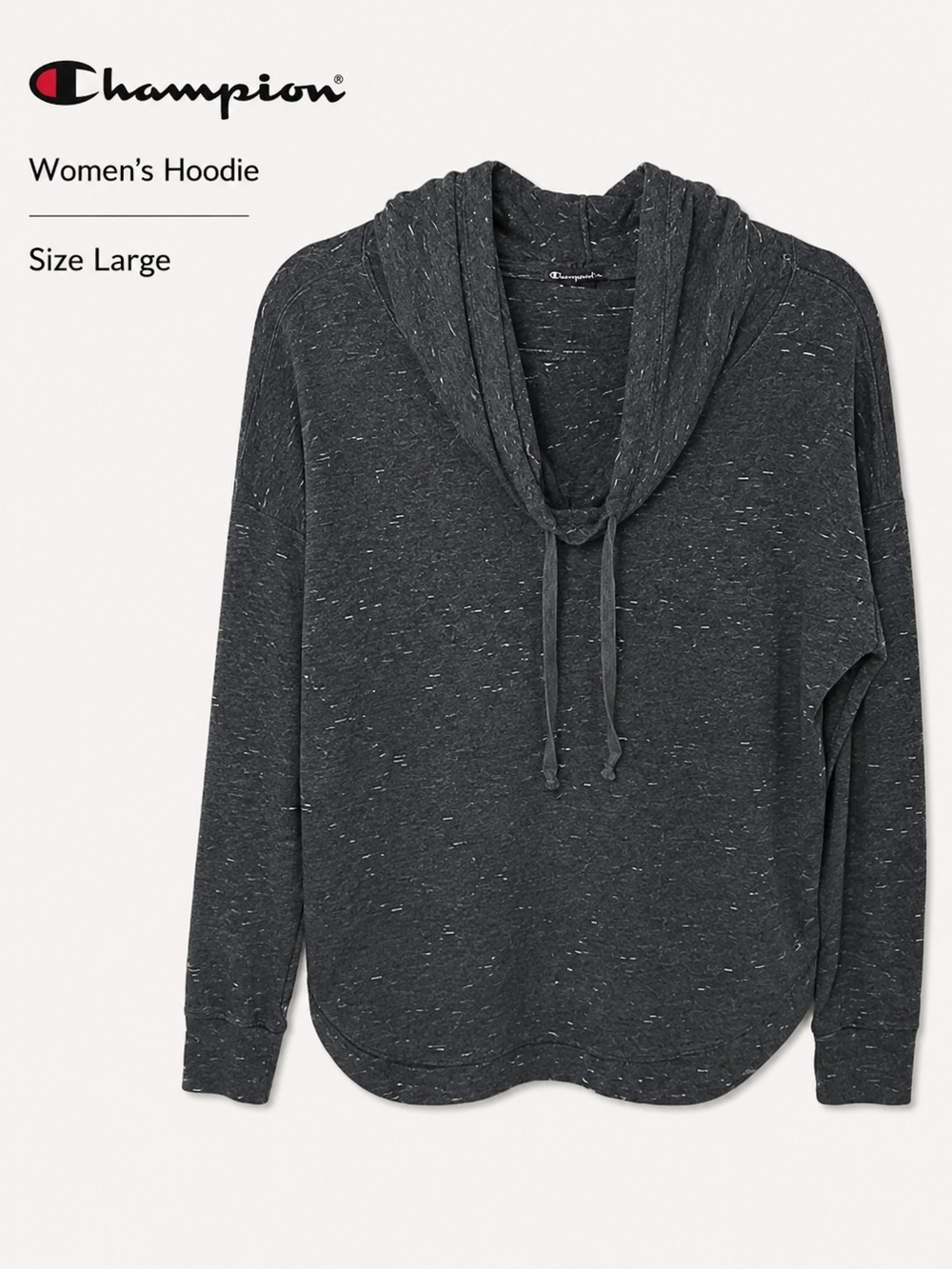 Champion Women's Cowl Neck Heather Gray Hooded Pullover